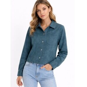 Pale Sky Faux Suede Jacket Women Small Teal‎ NWT
